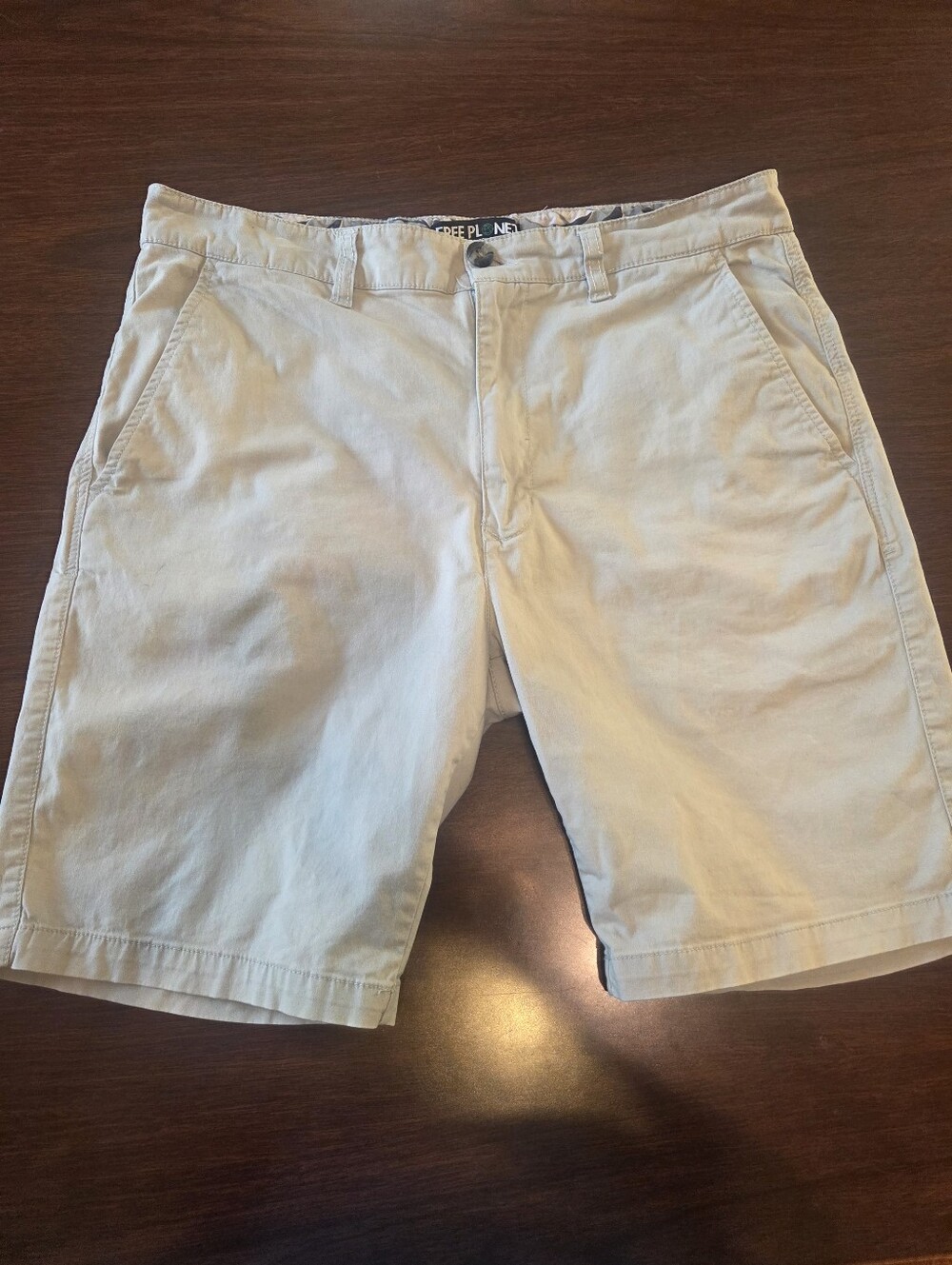 Free Planet Men's Light Khaki Flat Front Shorts